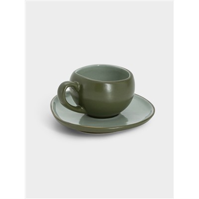Чашка с блюдцем, 90 мл, зелёная, Organica