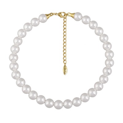 Бусы (Майорка 12мм белая; покрытие золото) 38-45см, Есть комплект