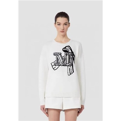 Женский  мягкий жаккардовый свитер с флокированным узором  МАКС МАР*А