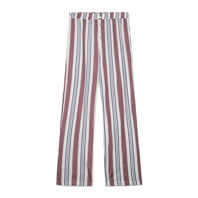 Pantalón largo 100% algodón estampado rayas granate