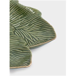 Блюдо, 23х15 см, керамика D, зеленое, Шишки на еловой ветке, Fir branch