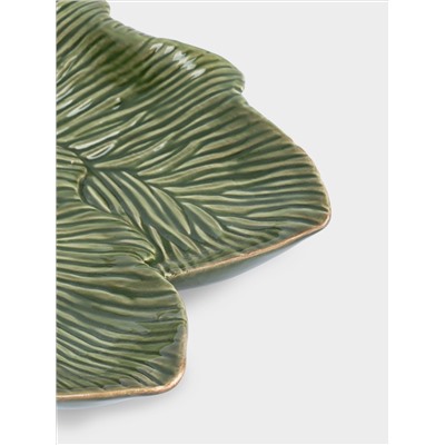 Блюдо, 23х15 см, керамика D, зеленое, Шишки на еловой ветке, Fir branch