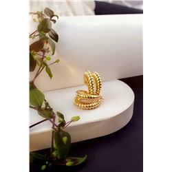 Серьги двойные кольца Рифленые + Подарок