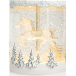 Снежный фонарь, 20 см, с подсветкой, пластик, белый, Лошадь под куполом, Horse