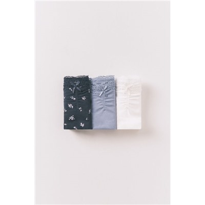 Pack 3 bragas clásicas algodón encaje y lazo