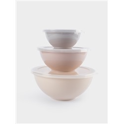 Набор мисок, 0,3/0,7/1,3 л, 3 шт, пластик, цветные, Universal