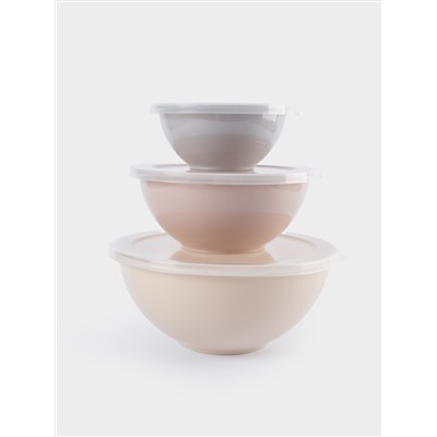 Набор мисок, 0,3/0,7/1,3 л, 3 шт, пластик, цветные, Universal