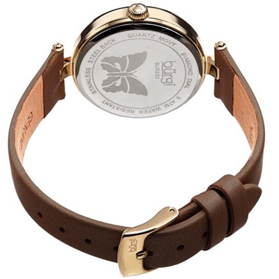 Burgi  Pretty Butterfly Quartz Crystal Brown Dial Ladies Watch