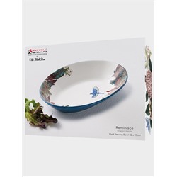 Салатник, 32х23 см, 1,5 л, керамика К, овальный, синий, Цветы и птица, Reminisce