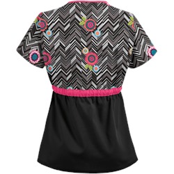 UA Chevron Flower Black Print Scrub Top