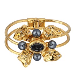 Браслет Грациоза (кристаллы SW темно-серые, Майорка; покрытие золото), Есть комплект