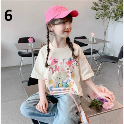 Хлопковые футболки для девочек (90-170) 7 Вариантов принтов