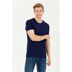 Erkek Lacivert Basic Bisiklet Yaka Tişört