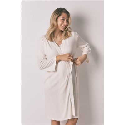 Bata "maternity" cinturón blanco