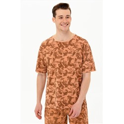 Erkek Pudra Comfort Bisiklet Yaka Tişört