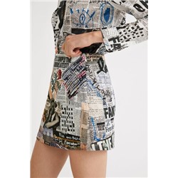 Minifalda slim collage periódicos