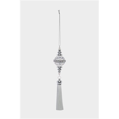 Игрушка елочная, 17 см, пластик/полиэстер, серебристая, Кристалл с кистью, Event