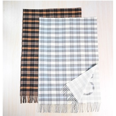 Зимний теплый мягкий клетчатый жаккардовый шарф