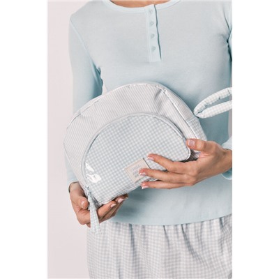 Neceser acolchado cuadros y rayas verde