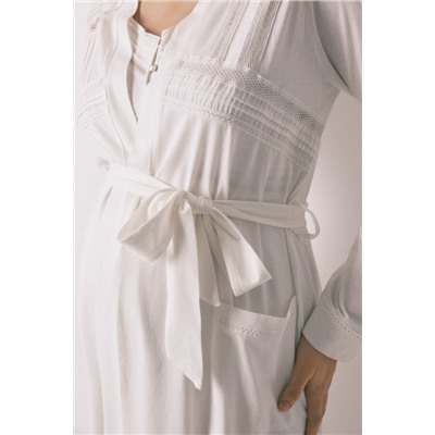 Bata midi "maternity" algodón blanco