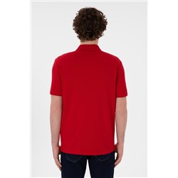 Erkek Regular Fit Polo Yaka Kırmızı Basic Tişört
