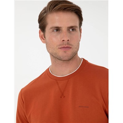 Kiremit Regular Fit Bisiklet Yaka Basic Sweatshirt