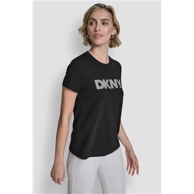 METALLIC LOGO EMBROIDERED TEE