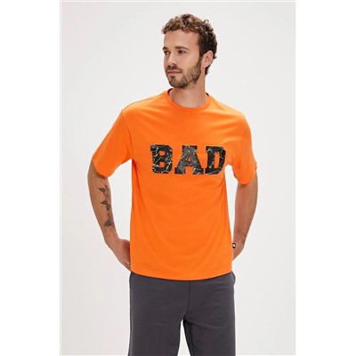 Bad Bear, Levin Turuncu Baskılı Oversize Erkek Tişört