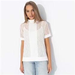 Футболка полупрозрачная с кружевом, Фирменное приветствие (white)