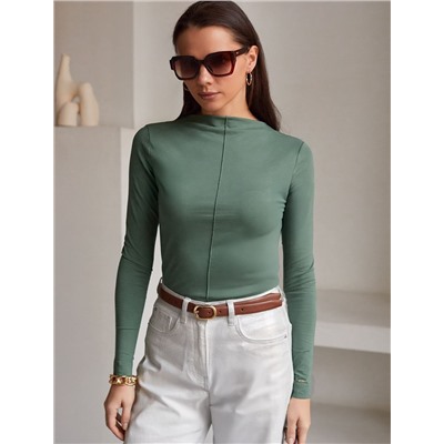 Джемпер с цельнокроеным воротом из премиального хлопка