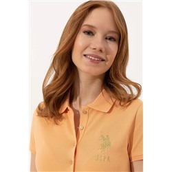 Kadın Turuncu Basic Polo Yaka Tişört