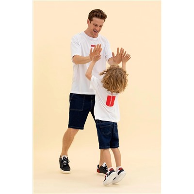 Erkek Beyaz Comfort Bisiklet Yaka Tişört