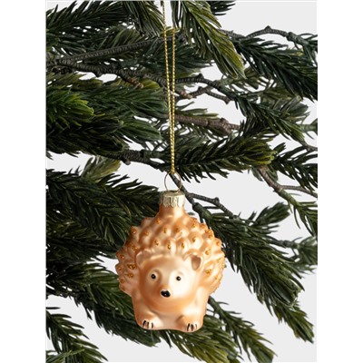Игрушка елочная, 6x6 см, стекло, золотистая, Ежик, New year