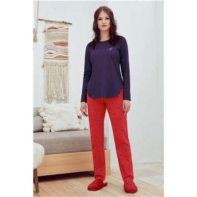 Eros 29682 Kadın Uzun Kollu Pijama Takımı -lacivert E29682