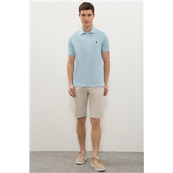 Erkek Açık İndigo Basic Polo Yaka Tişört