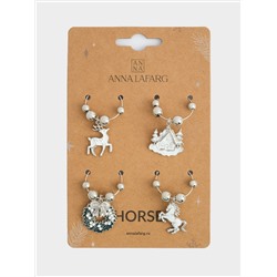Подвеска для бокала, 4 шт, металл/стразы, Аттрибуты Нового года, Horse