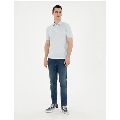 Açık Mavi Slim Fit Merserize Tişört