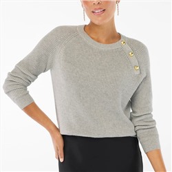 Button raglan crewneck sweater