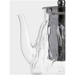 Чайник заварочный, 1 л, стекло Б/сталь, Мятая фактура