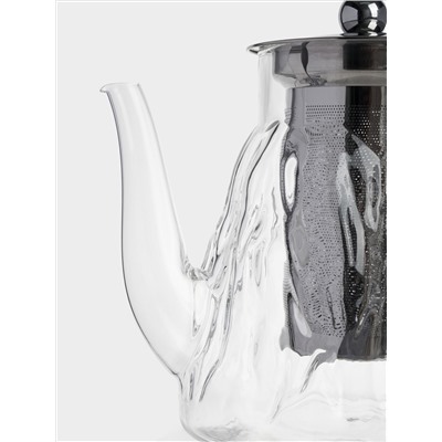 Чайник заварочный, 1 л, стекло Б/сталь, Мятая фактура