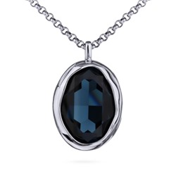 Кулон Грация (кристаллы SW 30х22 темно-синие; покрытие родий) 90-95см, Есть комплект