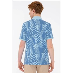 Erkek İndigo Polo Yaka Tişört