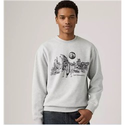 Model is 6'1", Waist 29", Wearing a Size M Relaxed Graphic Crewneck Sweatshirt
