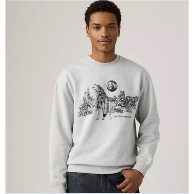 Model is 6'1", Waist 29", Wearing a Size M Relaxed Graphic Crewneck Sweatshirt