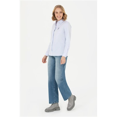 Kadın Açık Mavi Uzun Kollu Basic Gömlek