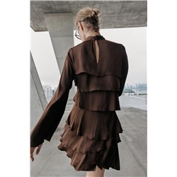 SHORT SATIN DRESS WITH RUFFLES