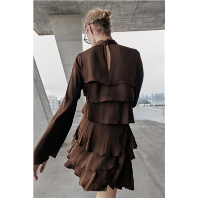 SHORT SATIN DRESS WITH RUFFLES