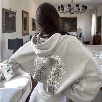 Женская толстовка с капюшоном / худи с переливающимися крыльями ДИО*Р