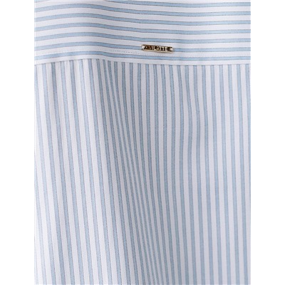 Блузка свободного силуэта в тонкую полоску из хлопка