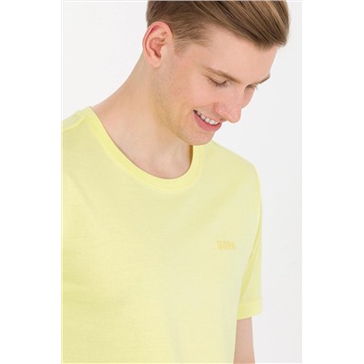 Erkek Açık Sarı Basic Bisiklet Yaka Tişört